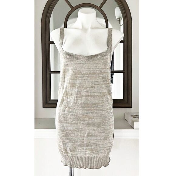Dolce & Gabbana (Made in Italy) Knit Top, Metallic Tan Silver, NWT, Size 48 - Picture 2 of 9
